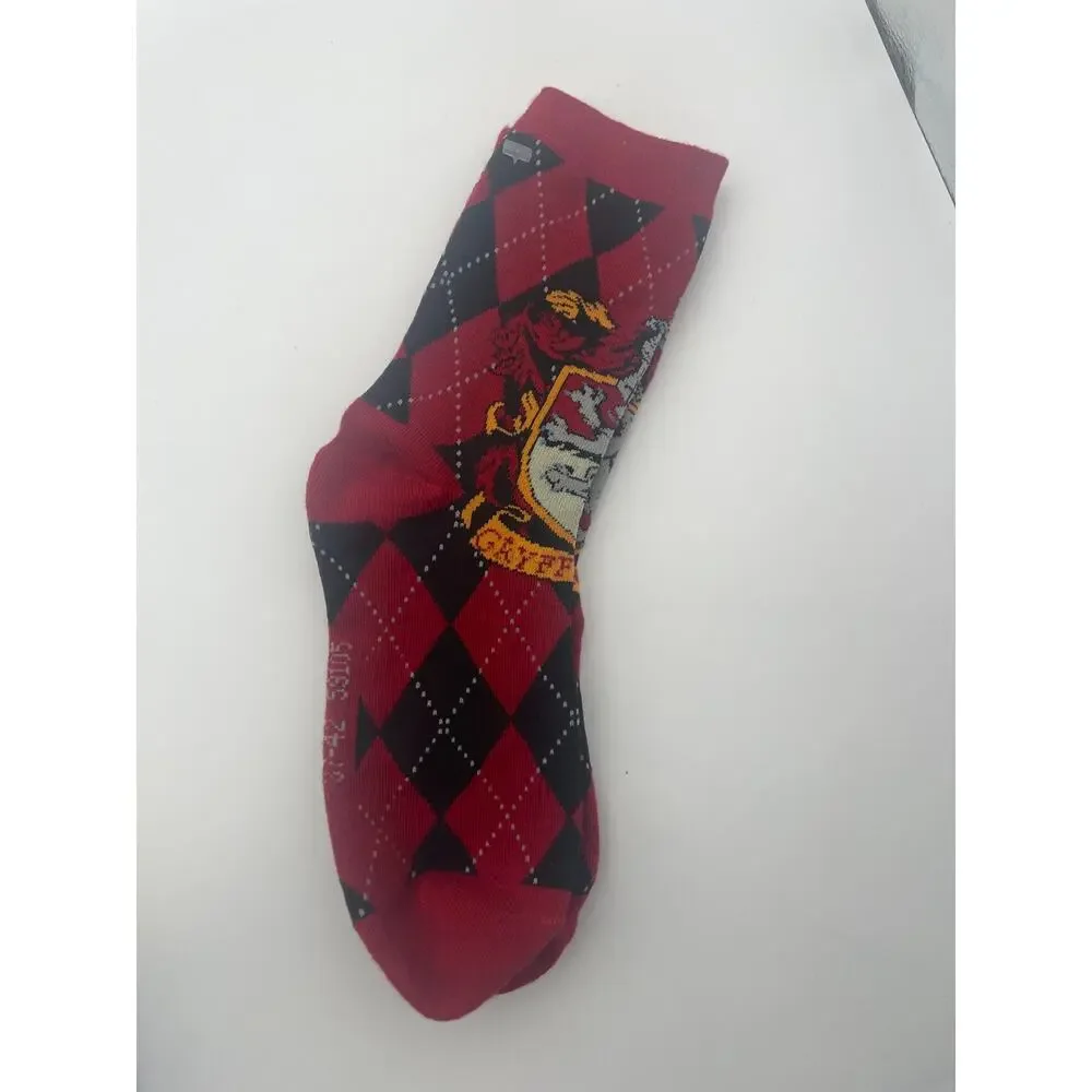 Harry Potter House Crest Crew Socks 5 Pair Size 5-9.5 Red Blue Black Yellow